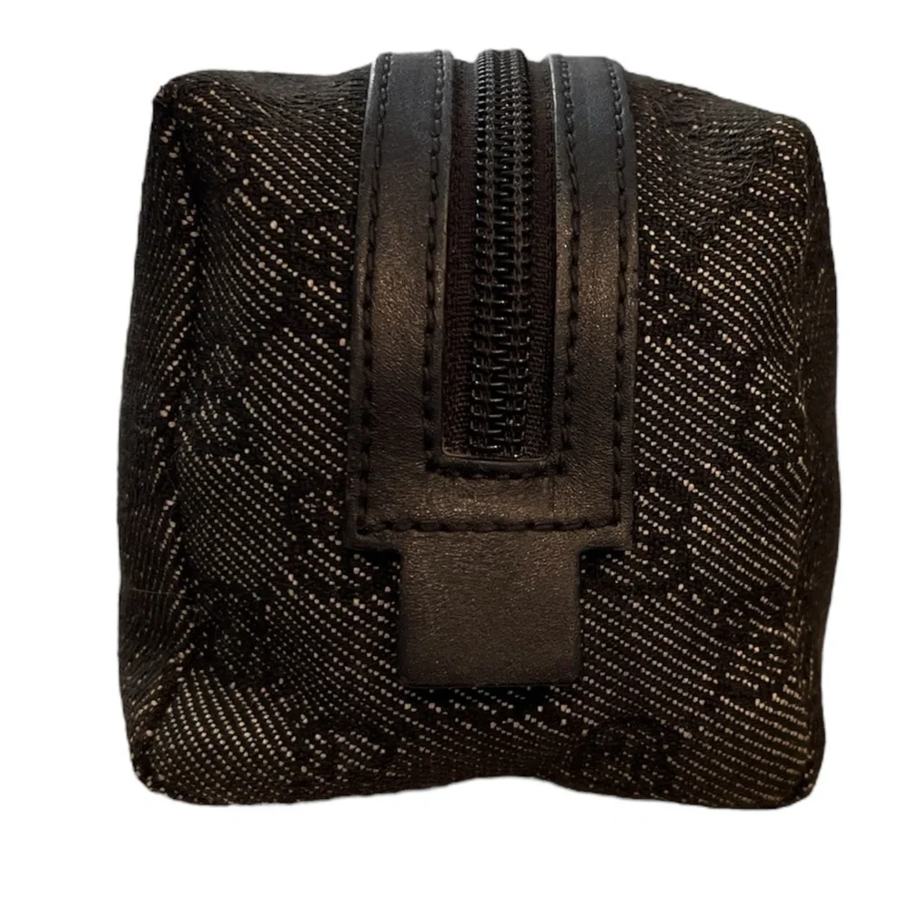 Gucci Monogram Cosmetic Pouch Black Vintage Unisex EUC